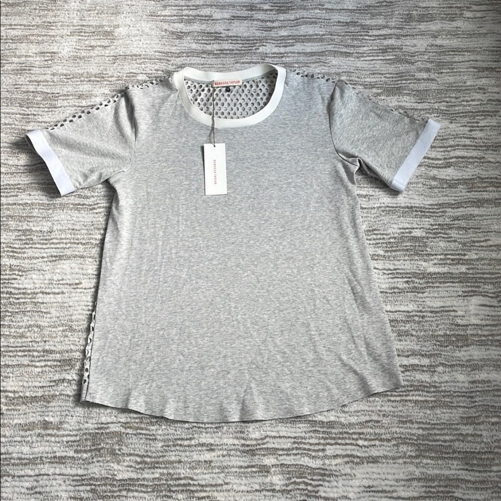 Rebecca Taylor Laser Cut heather grey tee